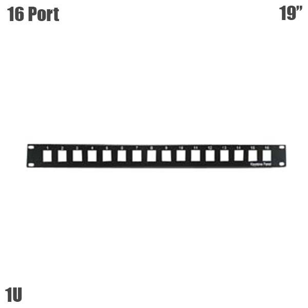 16-Port 1U 19" Network Rack Mountable Blank Patch Panel For Keystone Jack Black