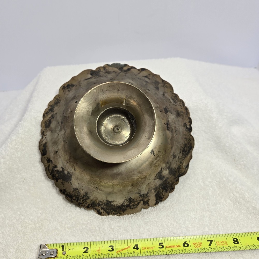 Ornate Solid Floral Footed Dish Bowl 8” Offering Plate Candy Dish Made In India