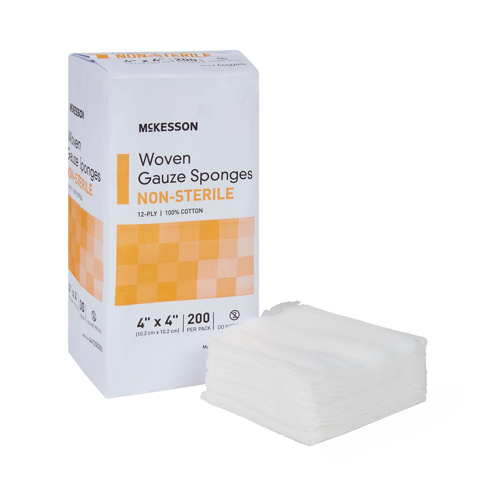 McKesson Woven Gauze Sponges Non-Sterile 12-Ply Cotton 4 in x 4 in 200 Ct