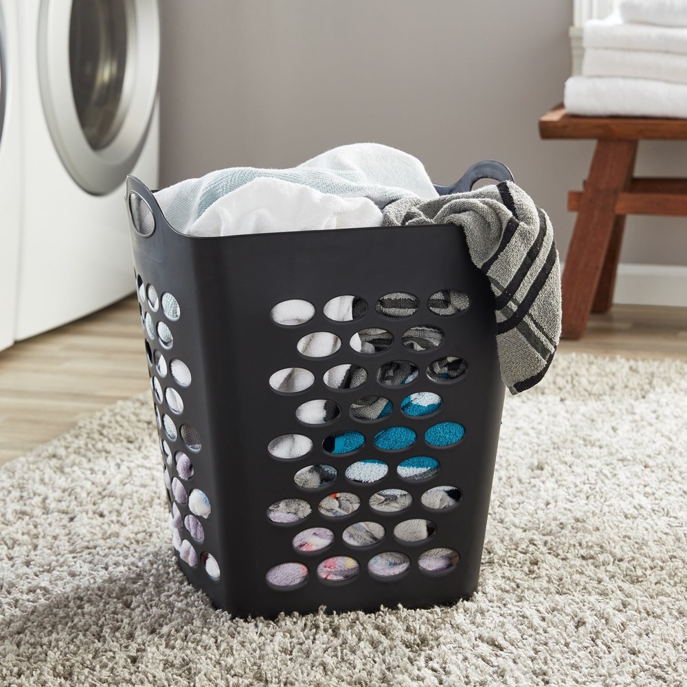 Flexible Square Laundry Hamper Soft Silver Adult