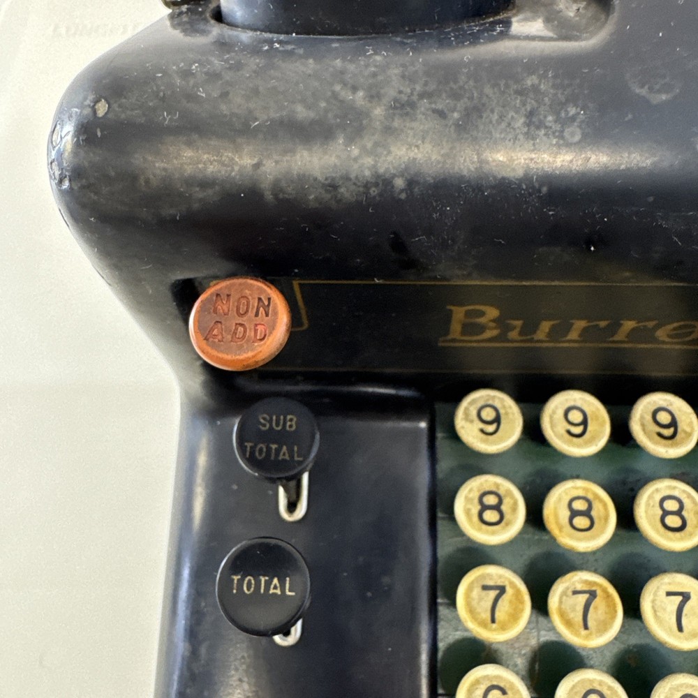 Antique 1920s Burroughs Class 3 Adding Machine Hand Crank, Tested