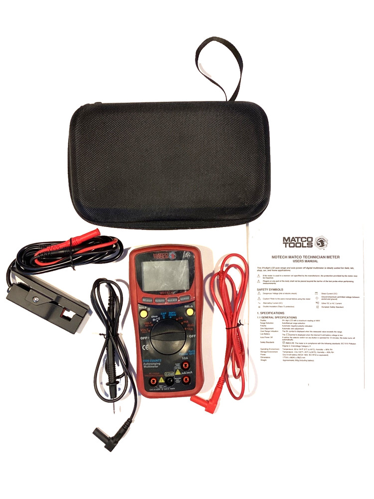 Matco Tools MDTECH Auto Ranging Digital Multi Meter Kit Leads Pouch Manual NICE