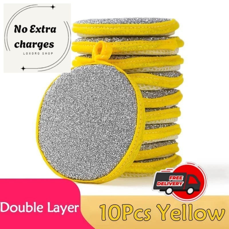 Double-Sided Scouring Pads Dish Pan Washing Sponge Kitchen Cleaning Tool