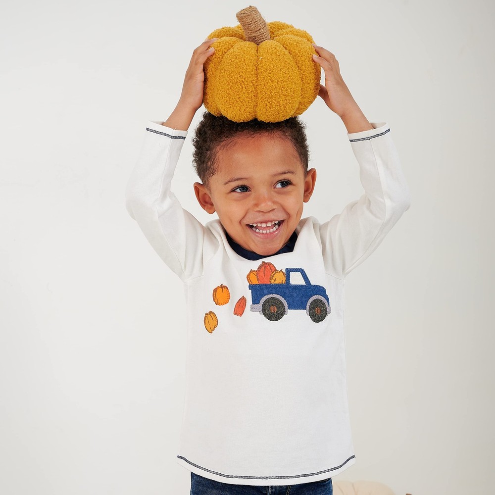 Mud Pie Shearling Fablic Pumpkin Décor, Yellow, Small