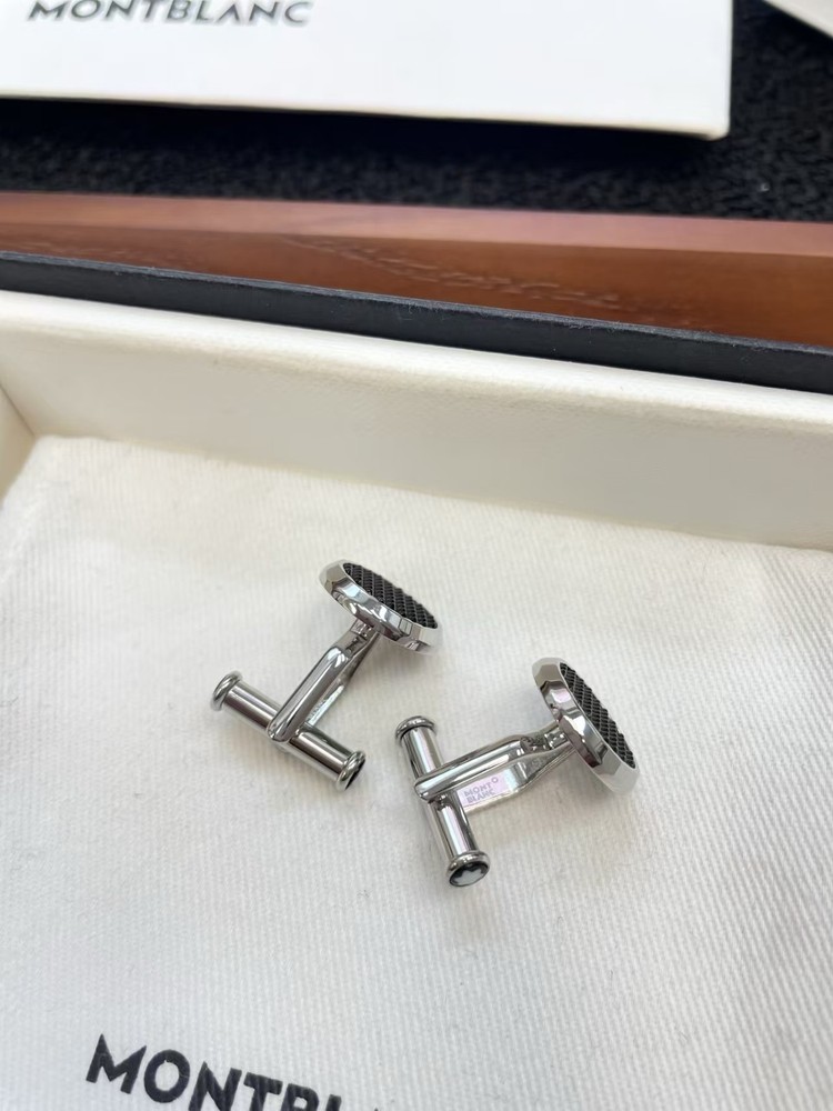 MONTBLANC Cufflinks stainless steel With Black Hexagonal Copper Pattern