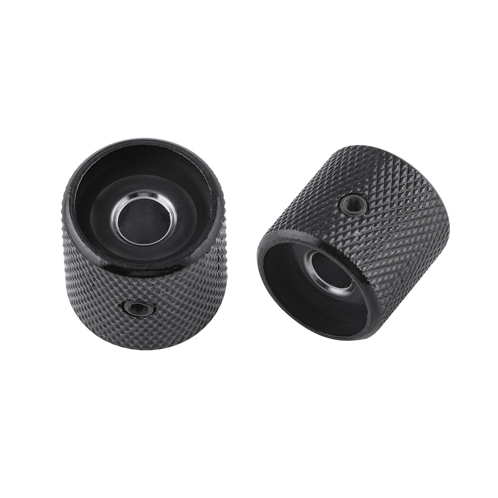 Guitar Control Knobs Flat Top Volume Tone Knobs 6mm Shaft Screw Type Metal Black