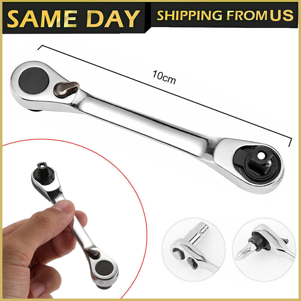 1/4" Mini Double-Ended Quick Socket Ratchet Wrench Rod Screwdriver Bit Tool