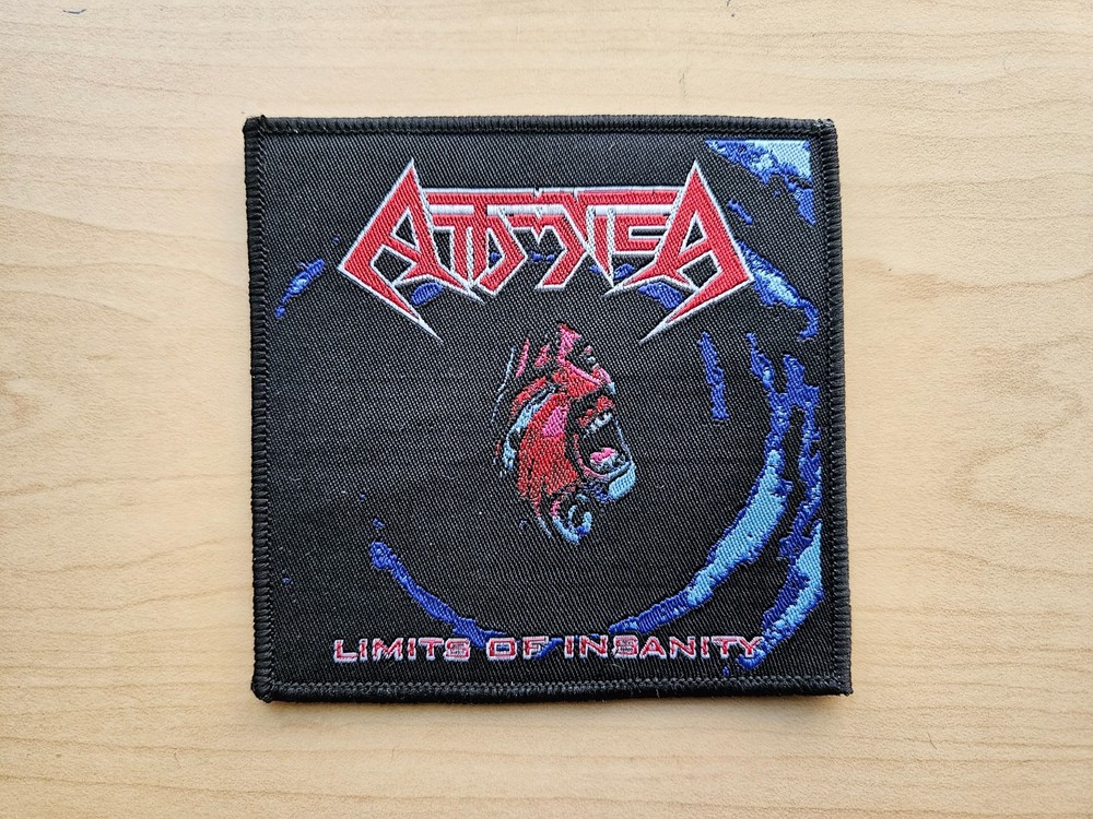 ATTOMICA, LIMITS OF INSANITY, SEW ON BLACK BORDER WOVEN PATCH