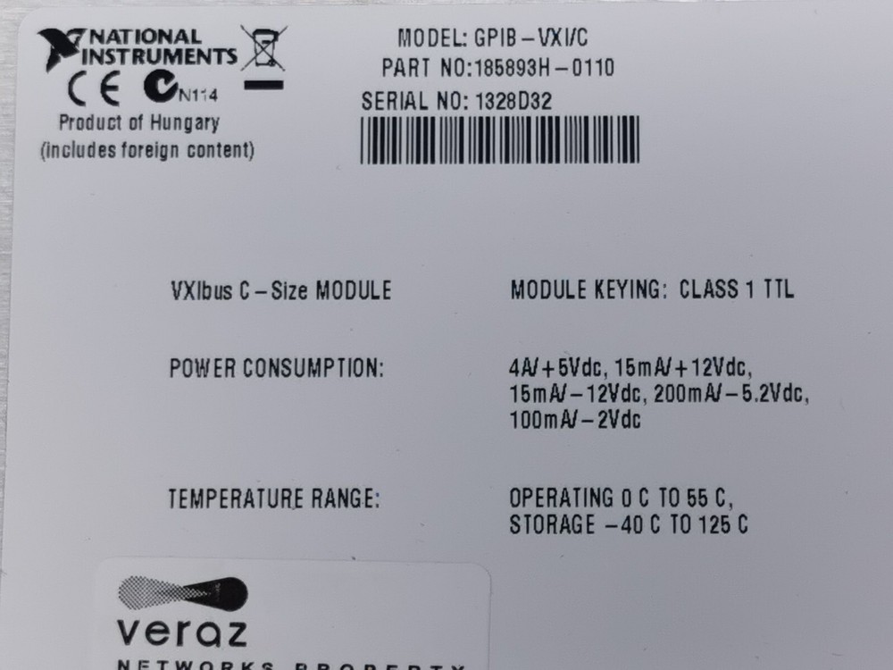 National Instruments 185893H-0110 GPIB-VXI/CP VXIbus C-Size Module