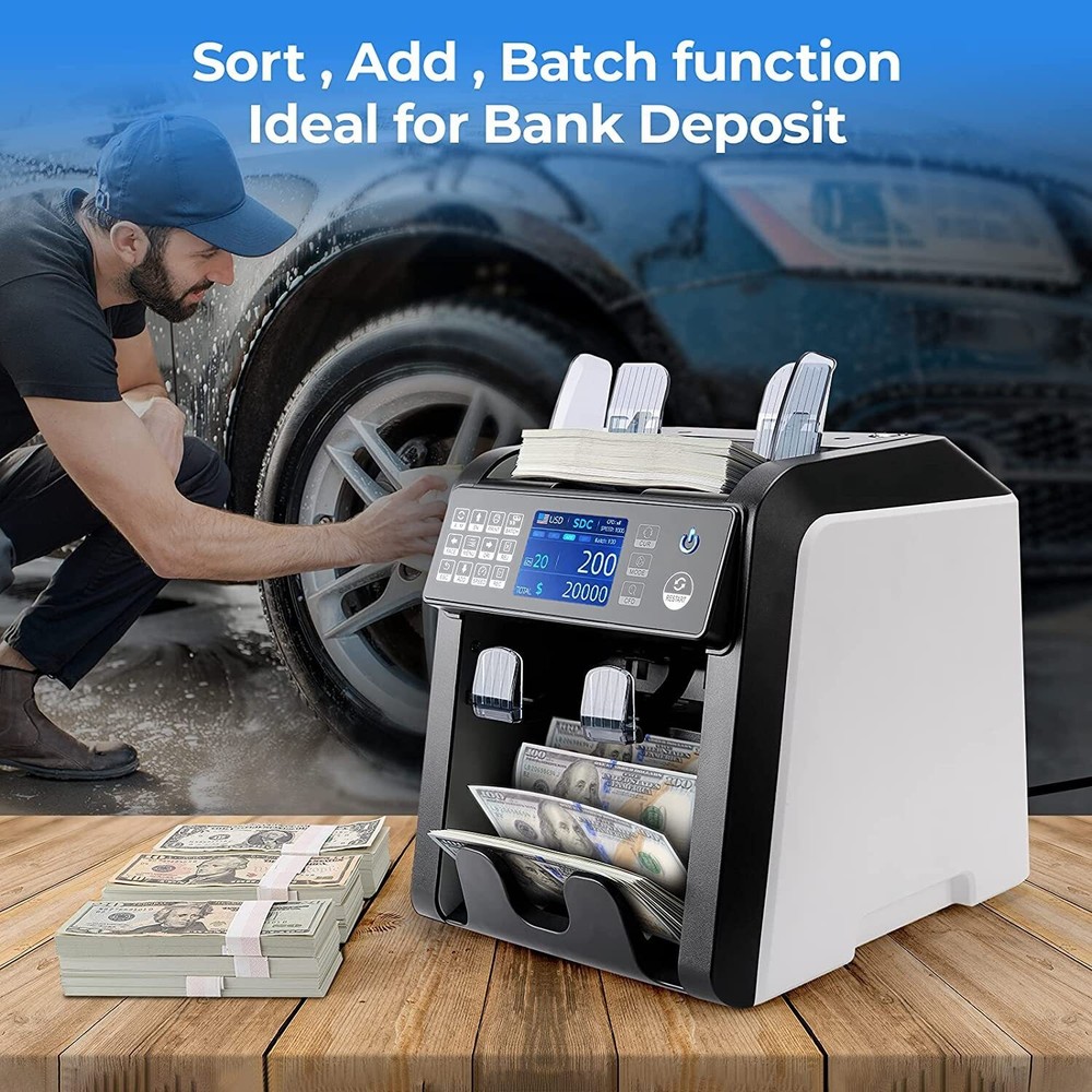 WorkSmart Supplies Dual CIS Foreign Currency Counting Machine CIS Image Recognit
