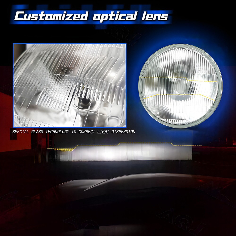 7 Inch LED GLASS Headlights Round, ORIGINAL CLASSIC LOOK conversion Chrome 2X