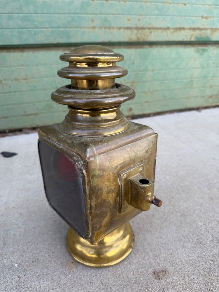 #837 ANTIQUE AUTO CARRIGE SOLID BRASS LANTERN - "GRAY & DAVIS"