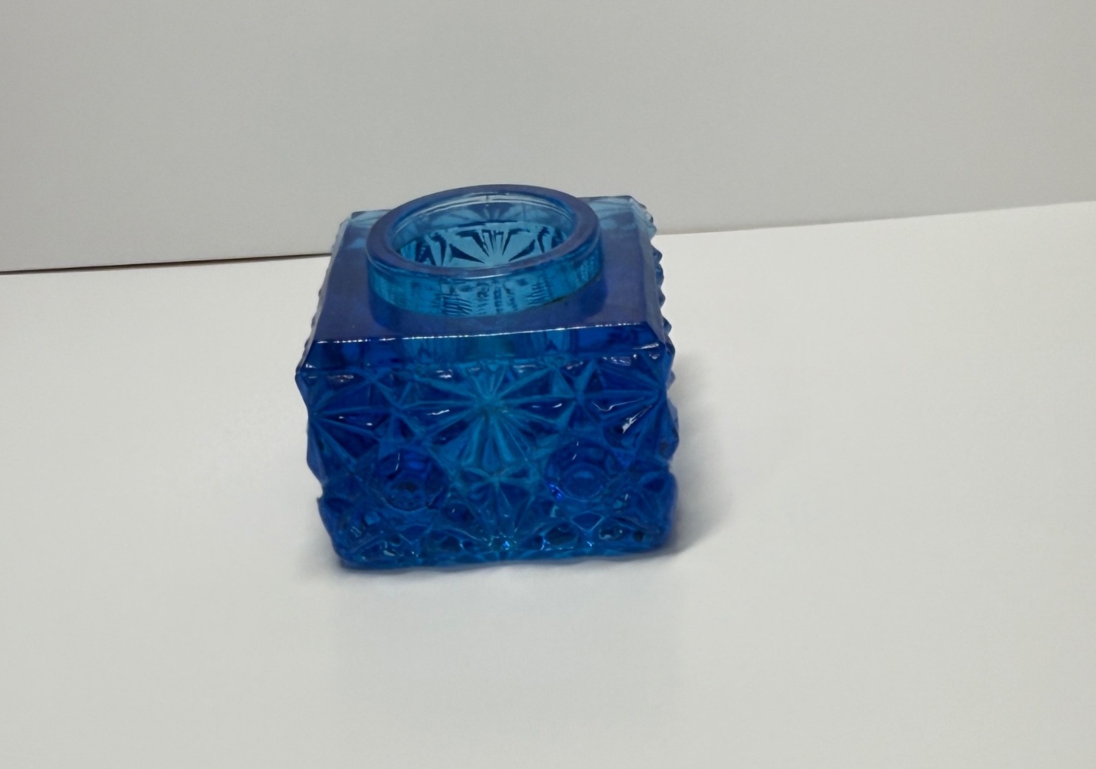 Vintage glass inkwell turquoise / cobalt Blue