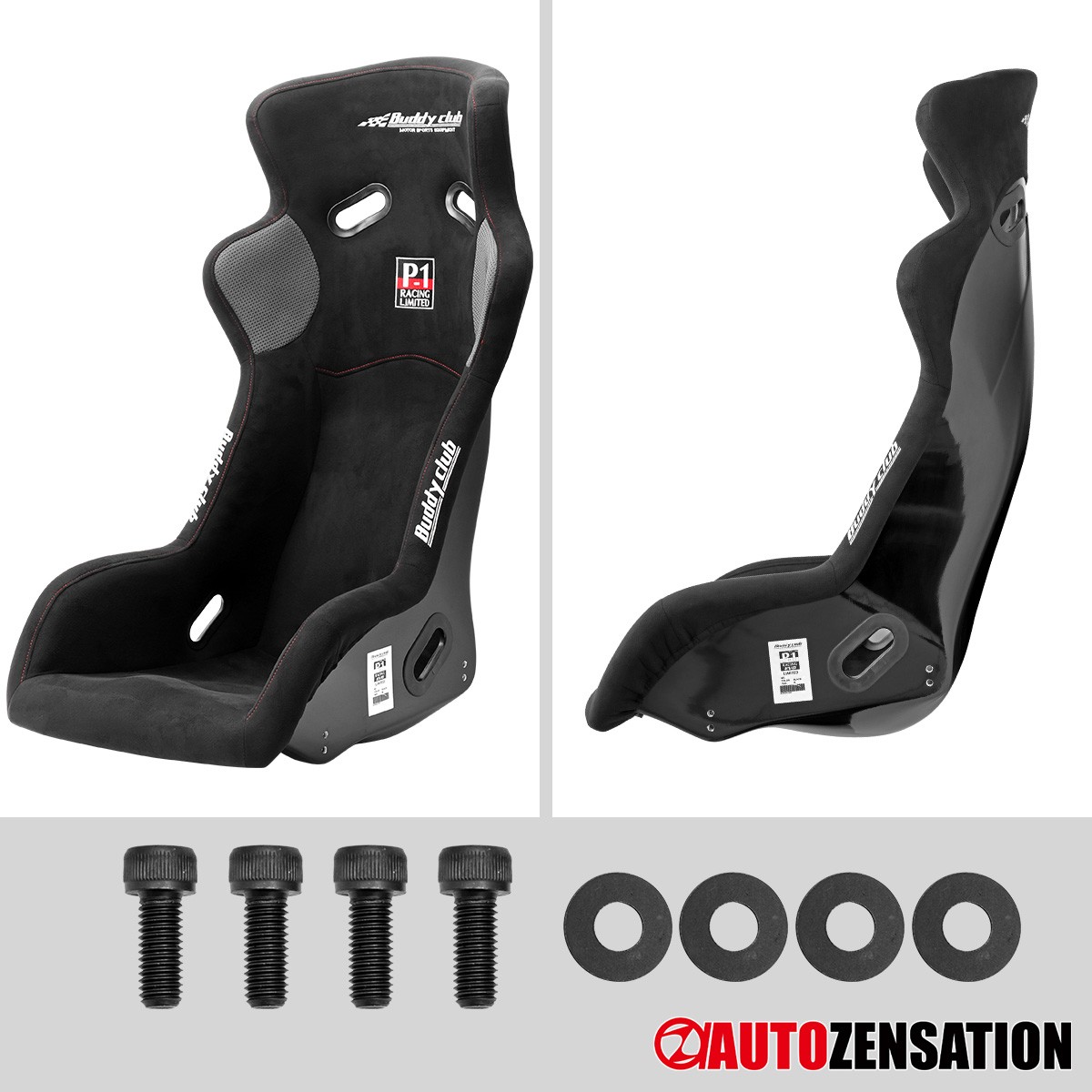 Black Genuine Buddy Club P-1 Limited EVO Racing Bucket Seat Regular Size