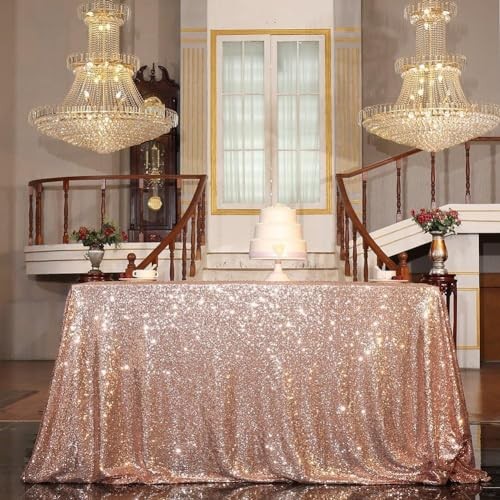 Sequin Tablecloth Rectangular 48"x72" Table 72" x 48" (Rectangular) Rose Gold