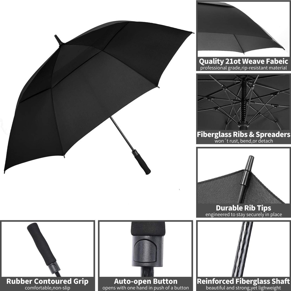 Versatile 62 Inch Waterproof Golf Umbrella - Automatic Open & Durable Design