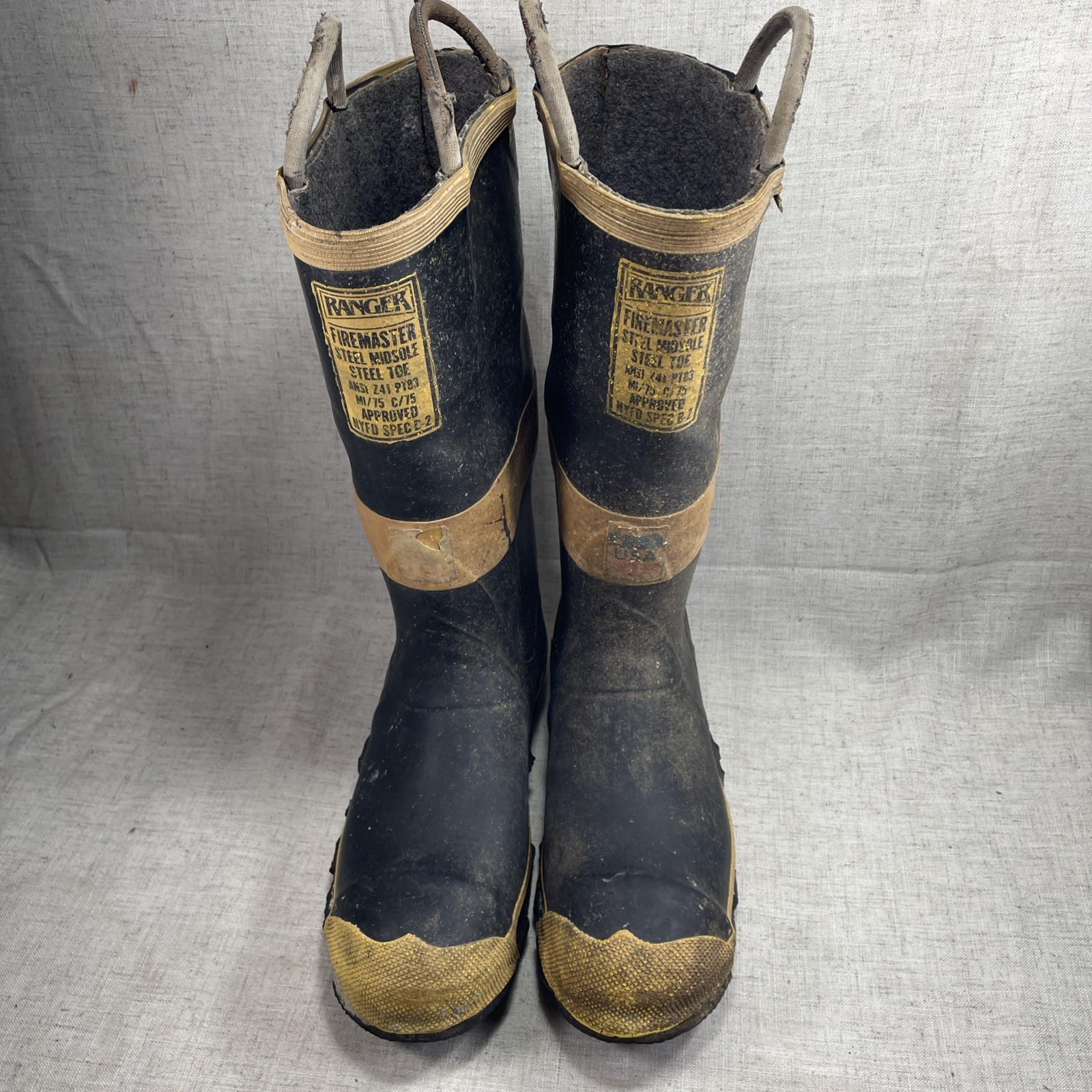 VTG Ranger FireMaster Steel Midsole Toe Insulated Rubber Firefighter Boots Sz 9