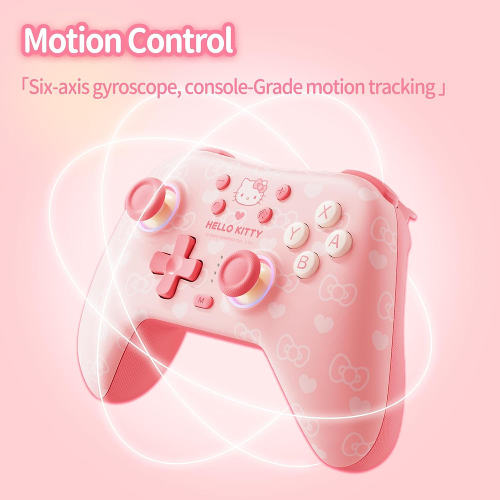 Pink Switch 2 Controller,Hello Kitty Hall Effect Controllers Wireless for Switch