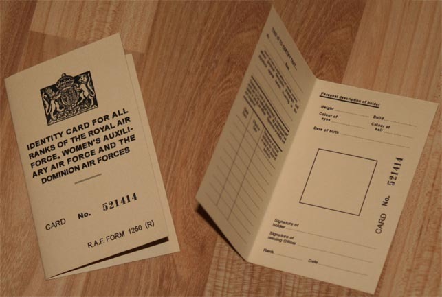 WW2 British RAF ID Card