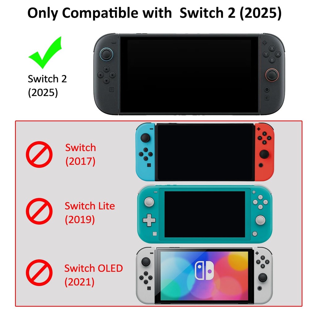 Silicone Protective Case for Nintendo Switch 2 Joy Con Controllers with 2 Sil...