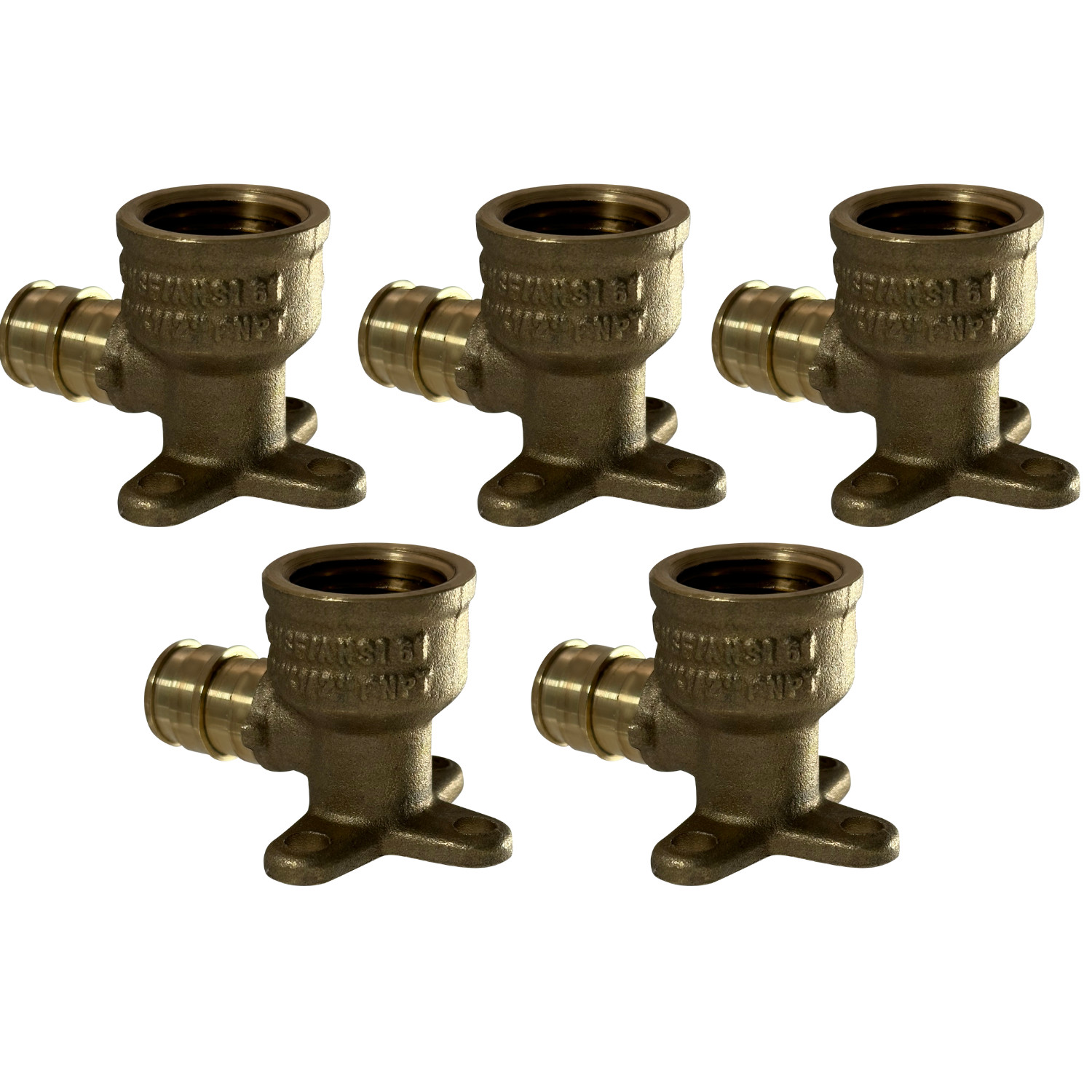 5 Pack XFITTING 1/2" Pex A X 1/2 Female Elbow with Drop Ear,Expansion Female Ear