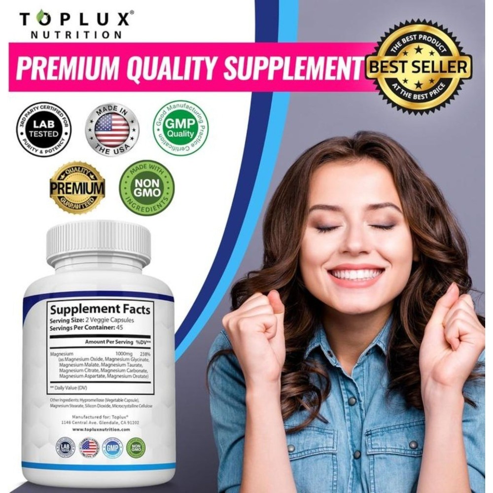 Magnesium Complex Capsules - Vegan High Absorption for Sleep Muscle Bone Support