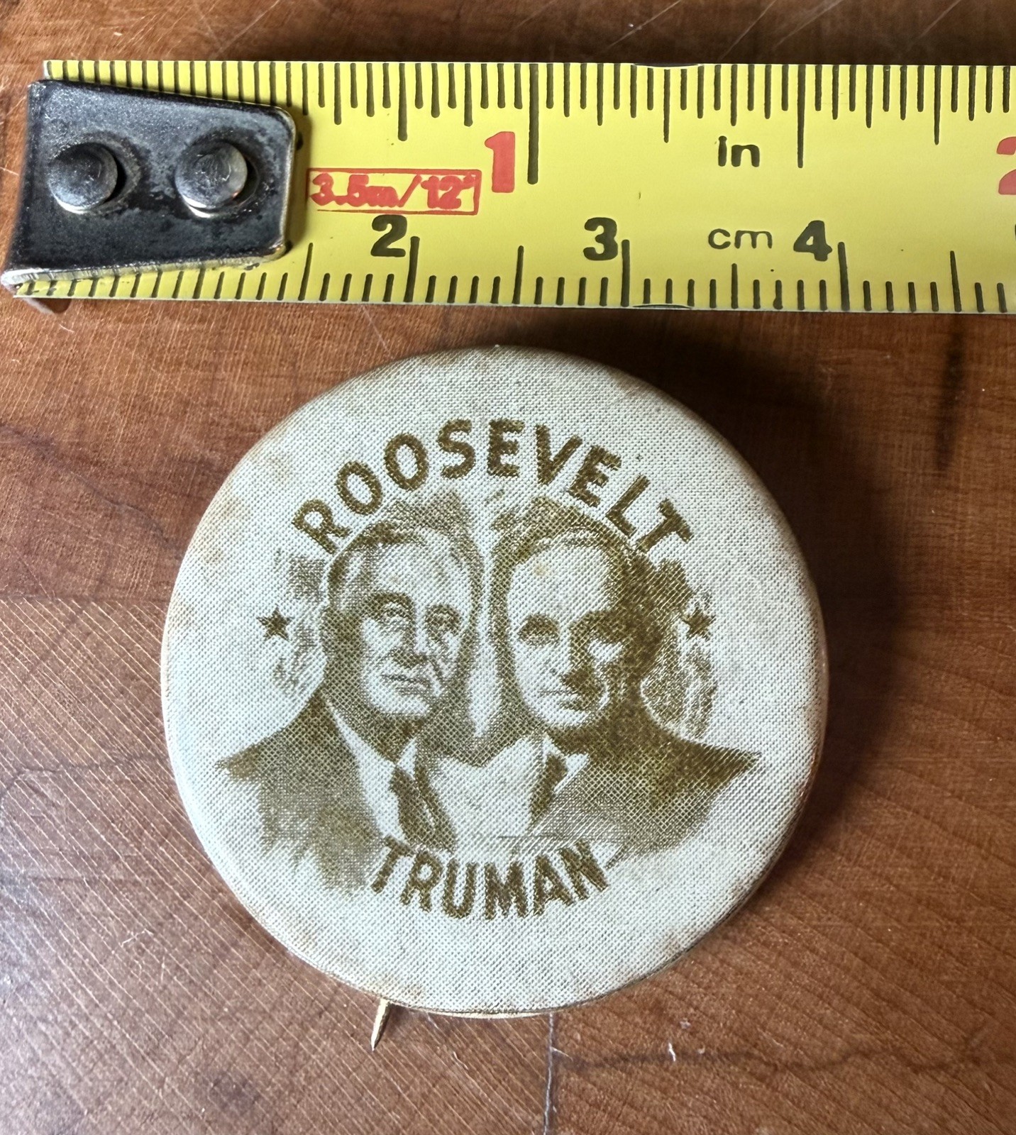 Rare 1944 Franklin D Roosevelt & Truman Jugate Campaign Political Pin