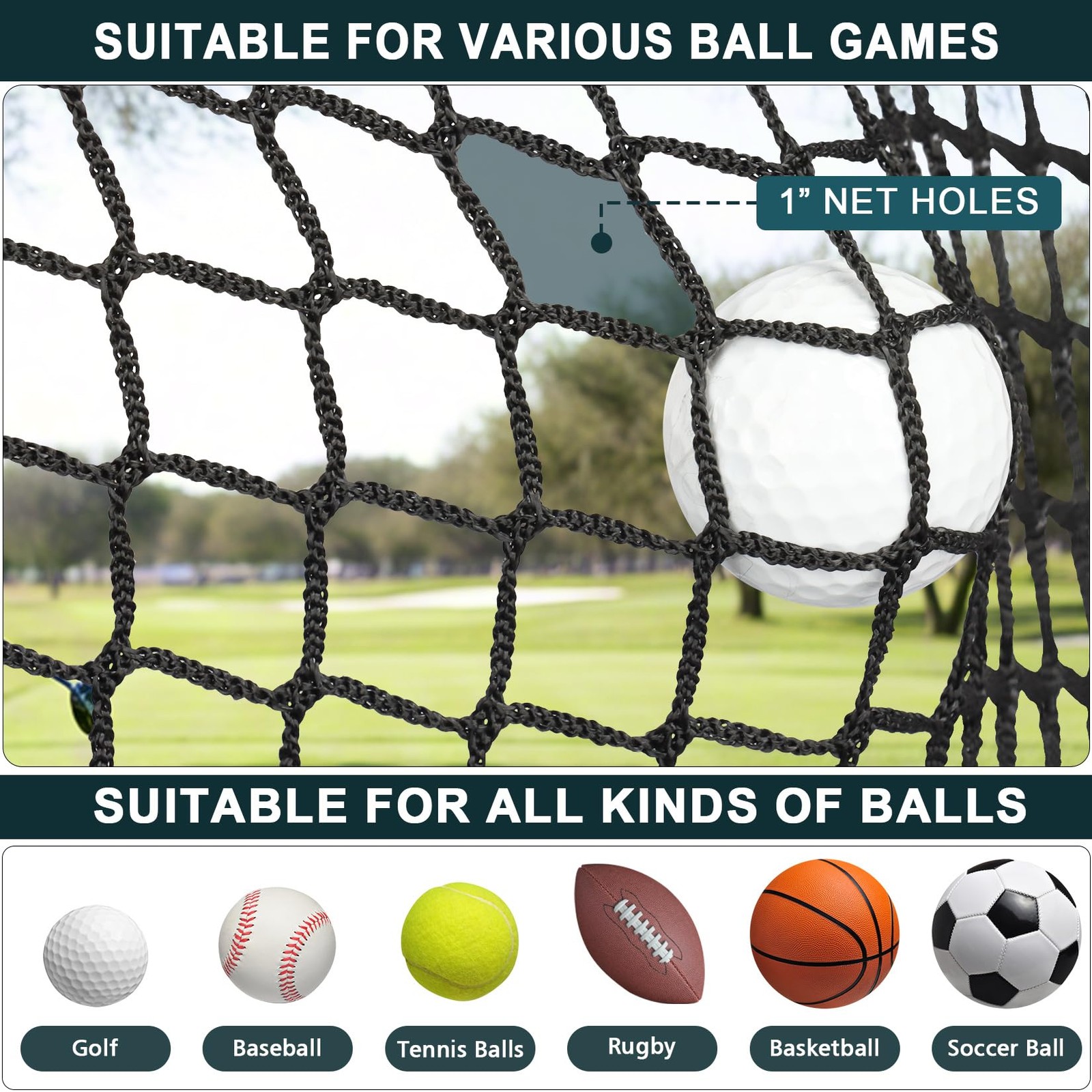 Golf Netting 10x20Ft Heavy Duty Golf Hitting Net for Garage Practice, Golf Ba...