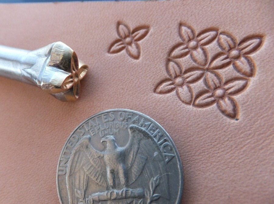 012-07 Mini Squer Flower hand made Leather stamp decorating tool
