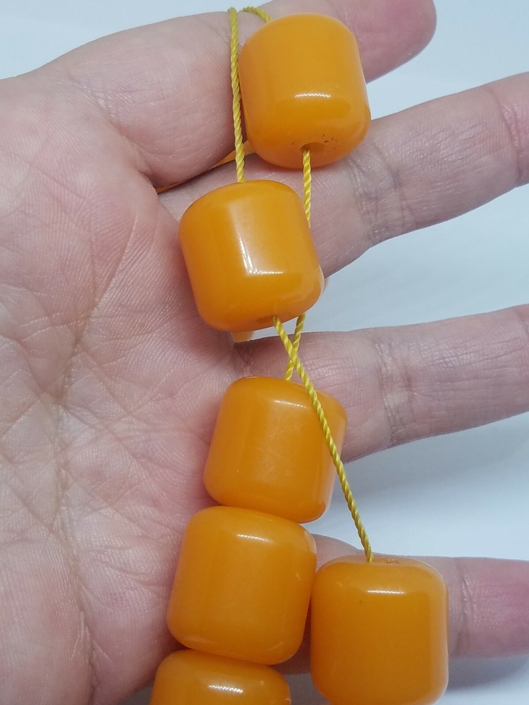 Vintage Egg Yolk Lucite Plastic Praying Beads Tassel