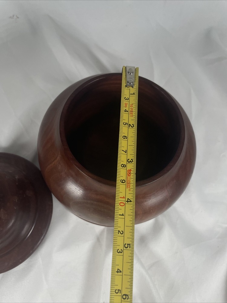 Walnut wood jar with lid Hand Crafted Signed