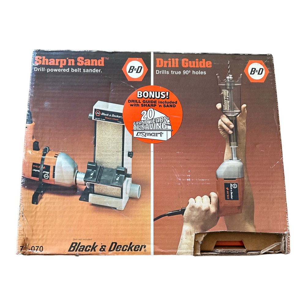 Vintage Black & Decker Sharp n Sand Drill Powered Belt Sander/Drill Guide Combo