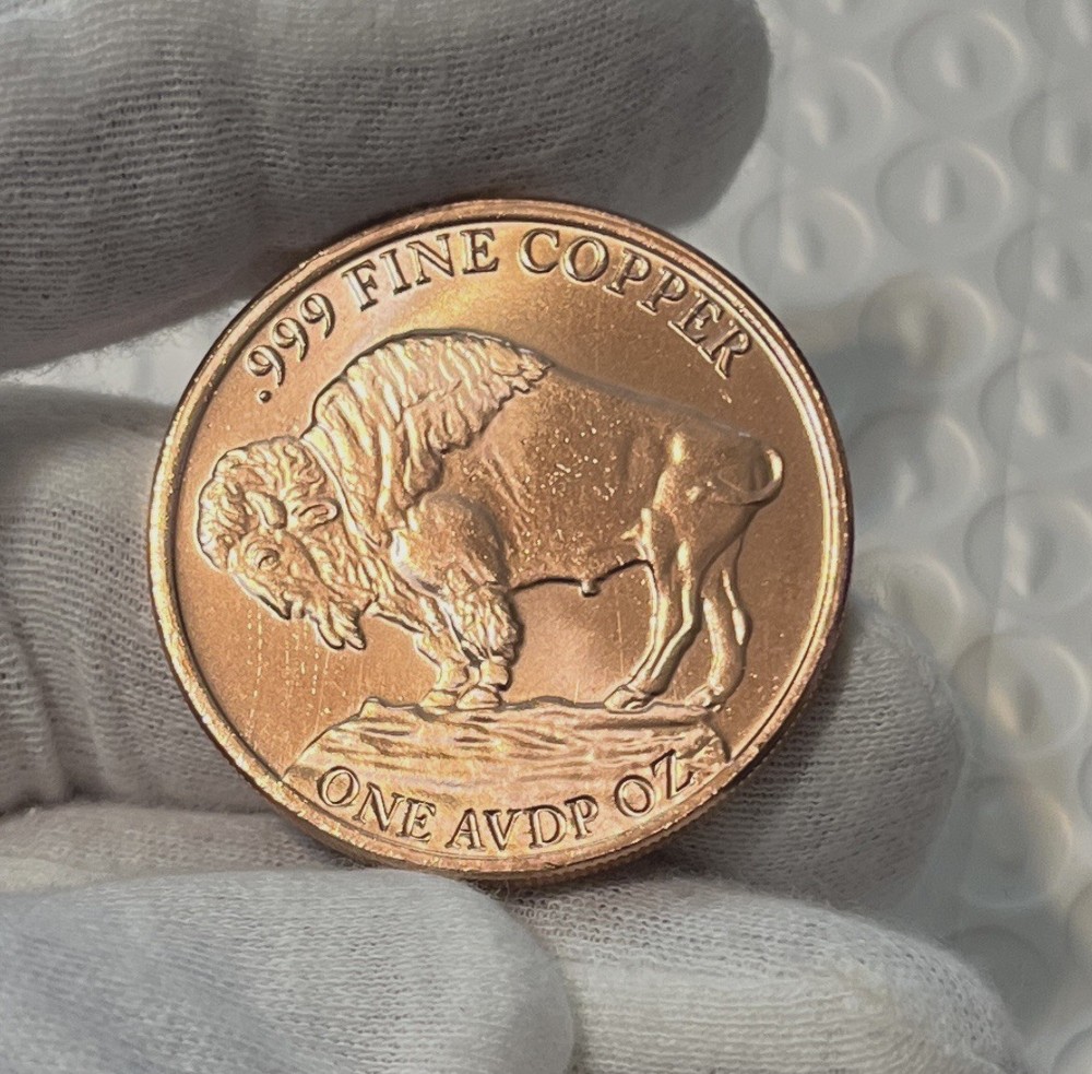 1 Oz. Solid .999 Fine Buffalo 🦬 Copper Round bullion