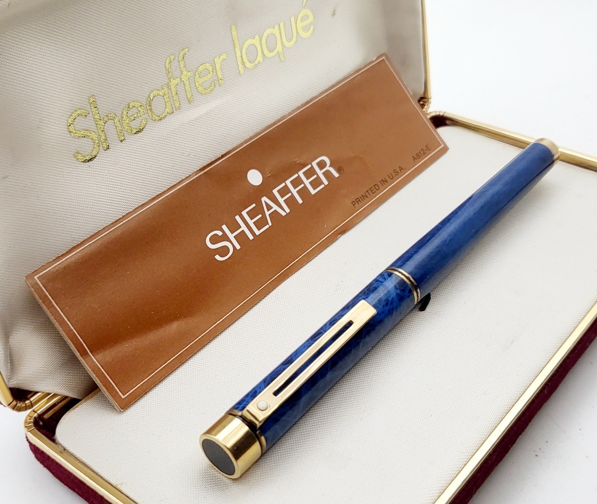 SHEAFFER TARGA 1036 BLUE RONCE -FOUNTAIN PEN-14K GOLD NIB-70's-NEW-BOX and PAPER