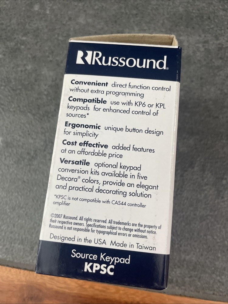 Russound KPSC Source Keypad CAA66 Compatible- NIB- White
