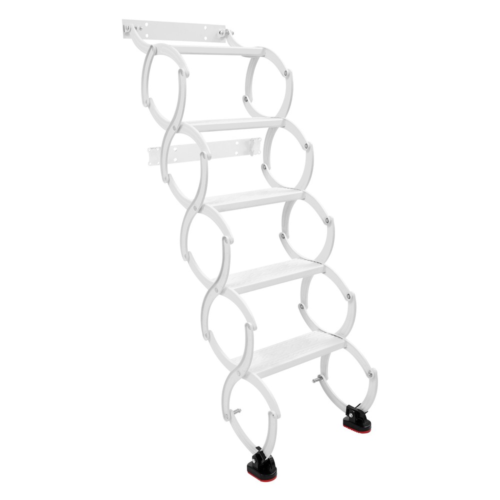 5 Steps Wall Mounted Ladder Telescoping Step Ladders Retractable Folding Stair