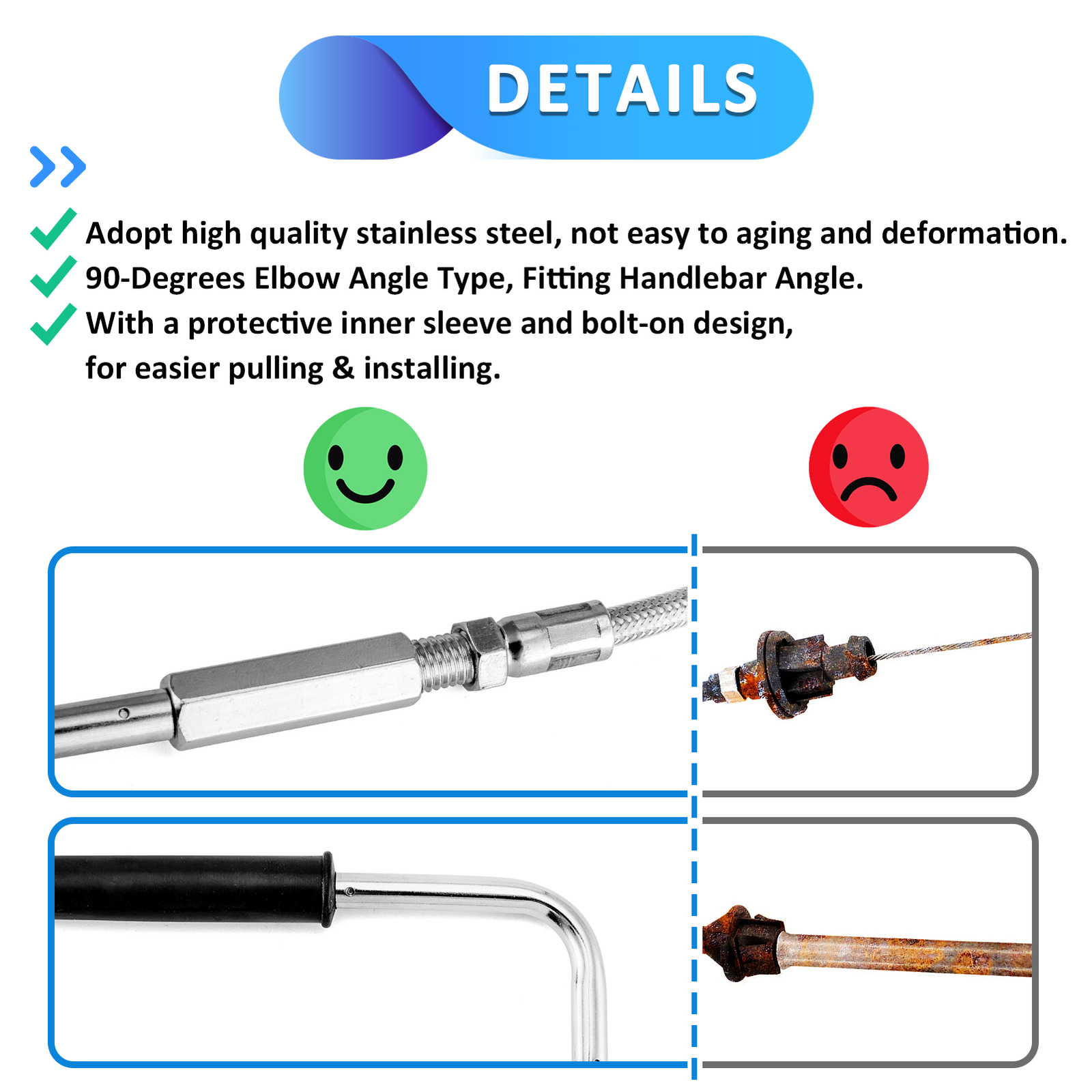 40" Stainless Steel Extended Throttle & Idle Cable Set For Harley Sportster XL