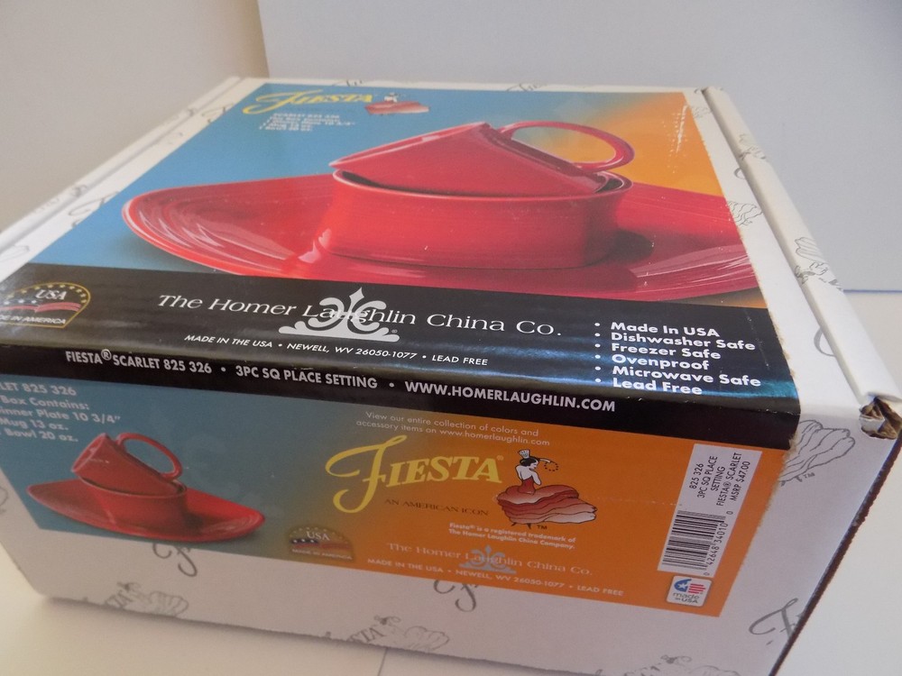 Fiesta Retired "Scarlet" 3 Pc. Square Place Setting...1st Quality...NIB
