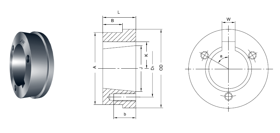 HQ1 Split Taper Bushed Weld-On Hub
