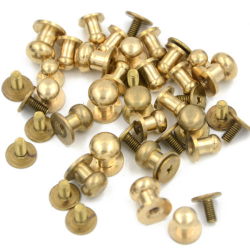 12-Types Size Stud Screw Round Head Brass Nail Rivet Chicago Button DIY Leather