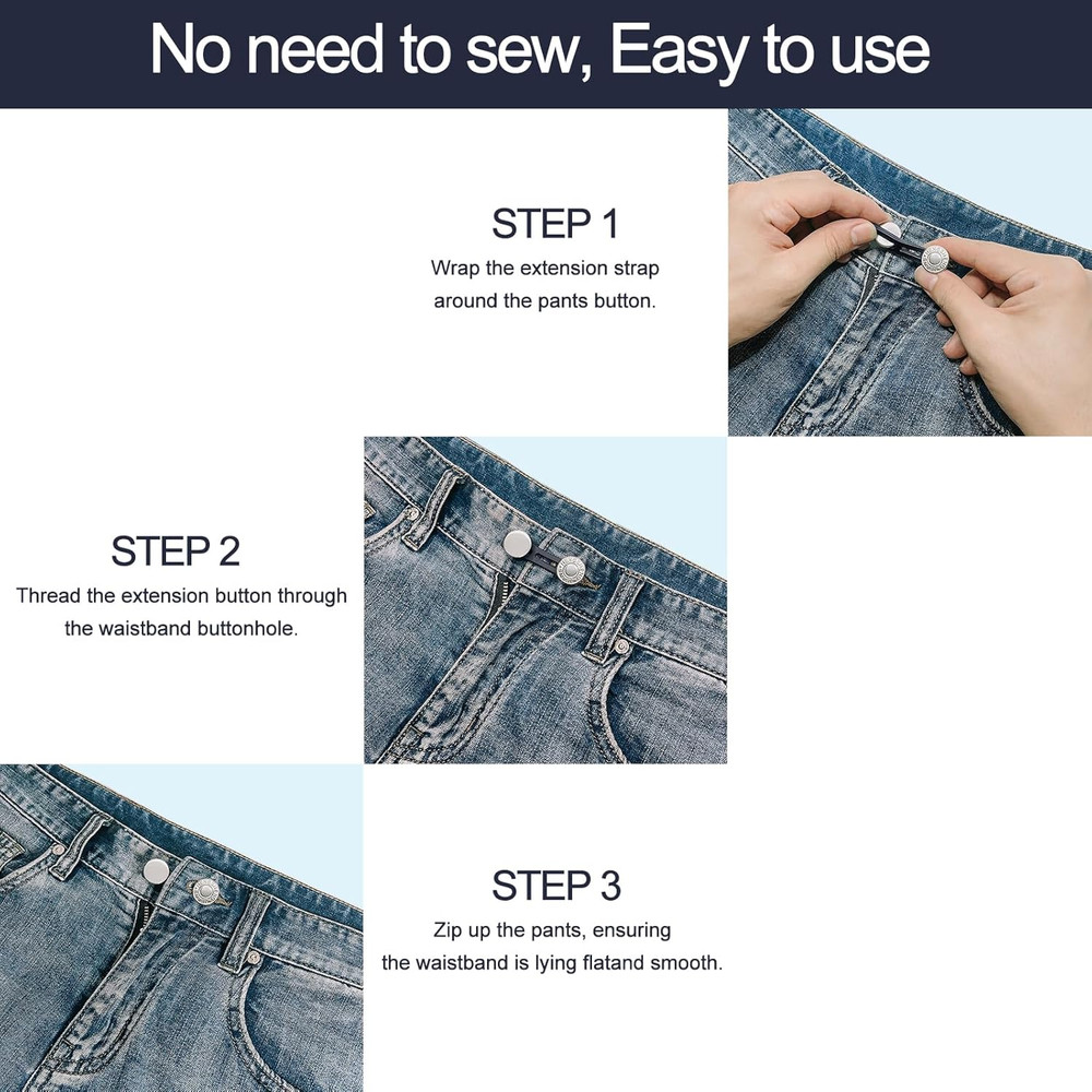 16 Pcs Button Extender for Jeans & Pants, Adjustable Pants Waist Button Extender