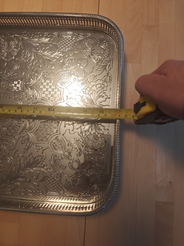 Arthur Price 16" Rectangular Silver Plate on Copper Tray Excellent