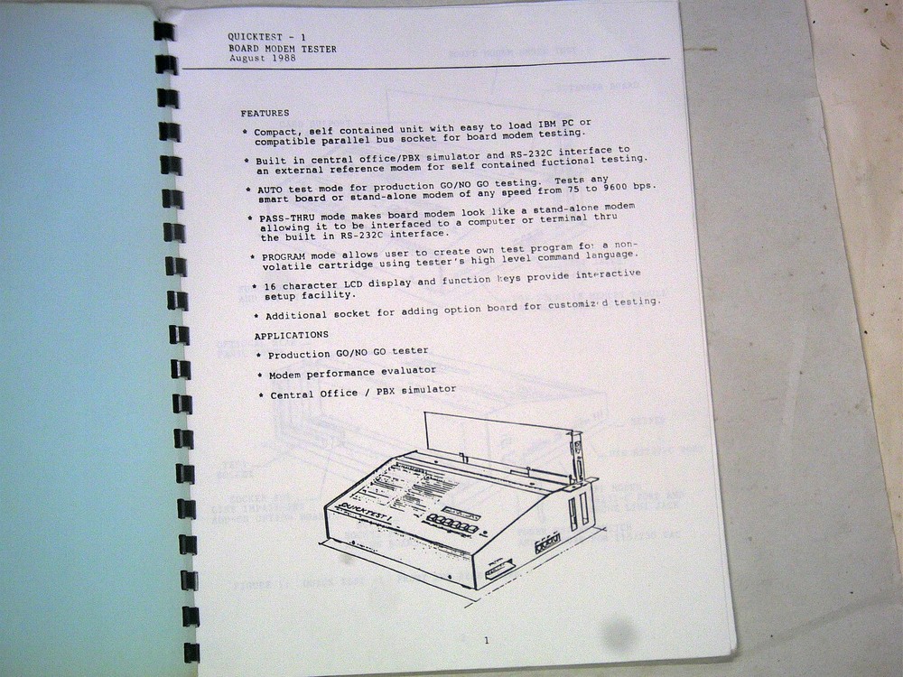 Navin Systems QuickTest-1 Board Modem Tester User Manual