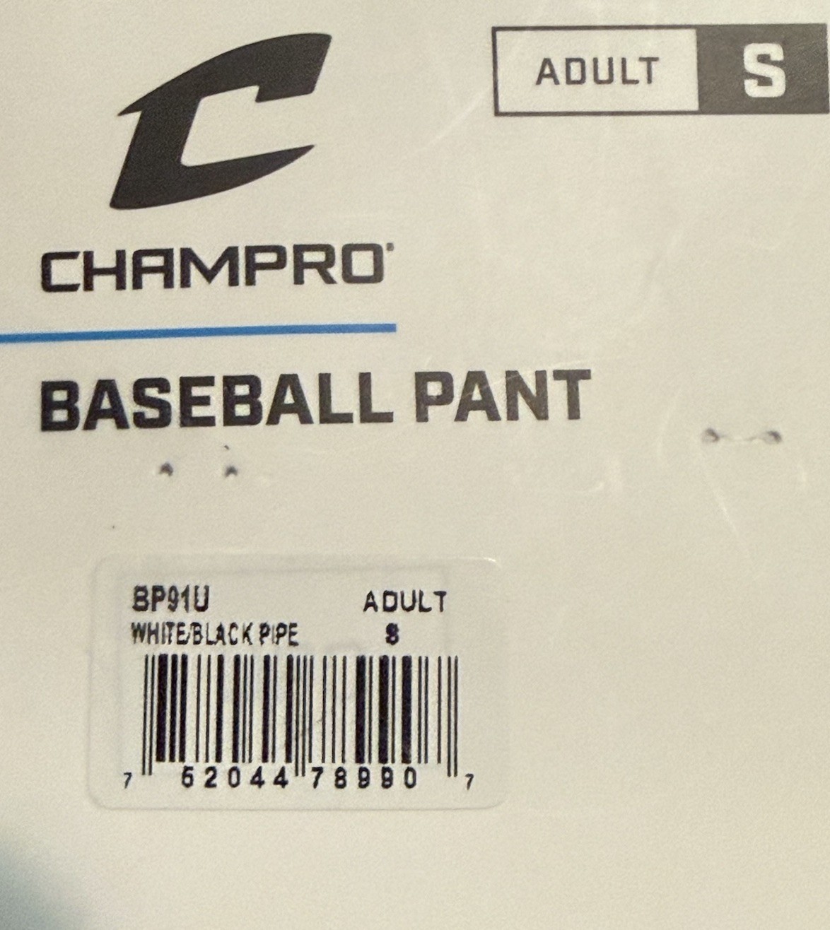 Champro Men’s Adult White With Black Piping Full Length Baseball Pant NWT