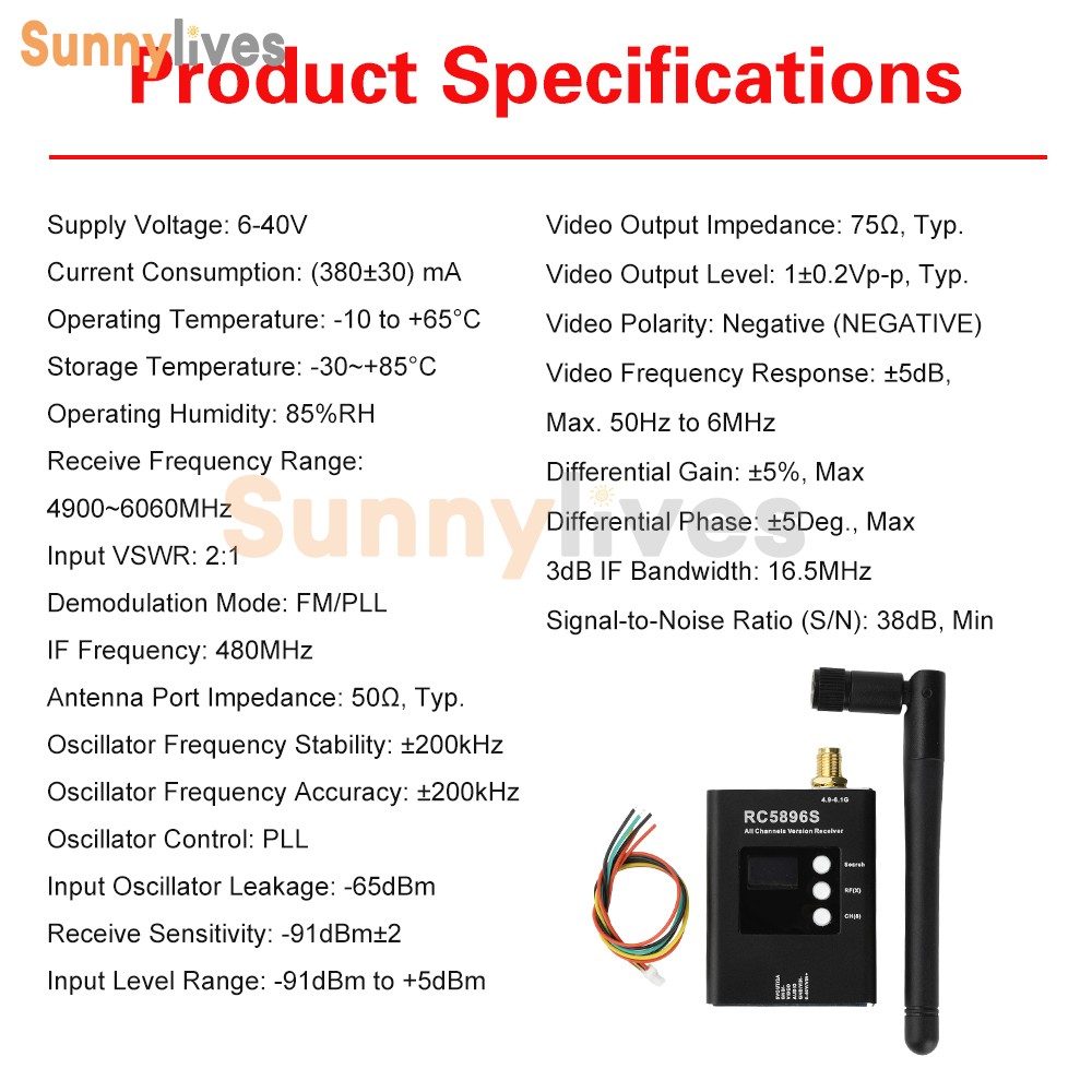 RC5896S Video Receiver Compatible 5.8G Image Transmission Receiver Transmitter