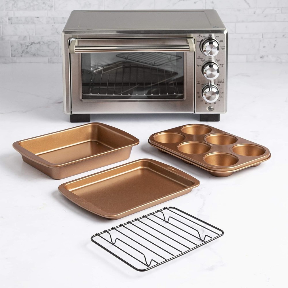 Ecolution Non-Stick Toaster Oven Bakeware Set, 4 Piece, 4-Piece, Copper
