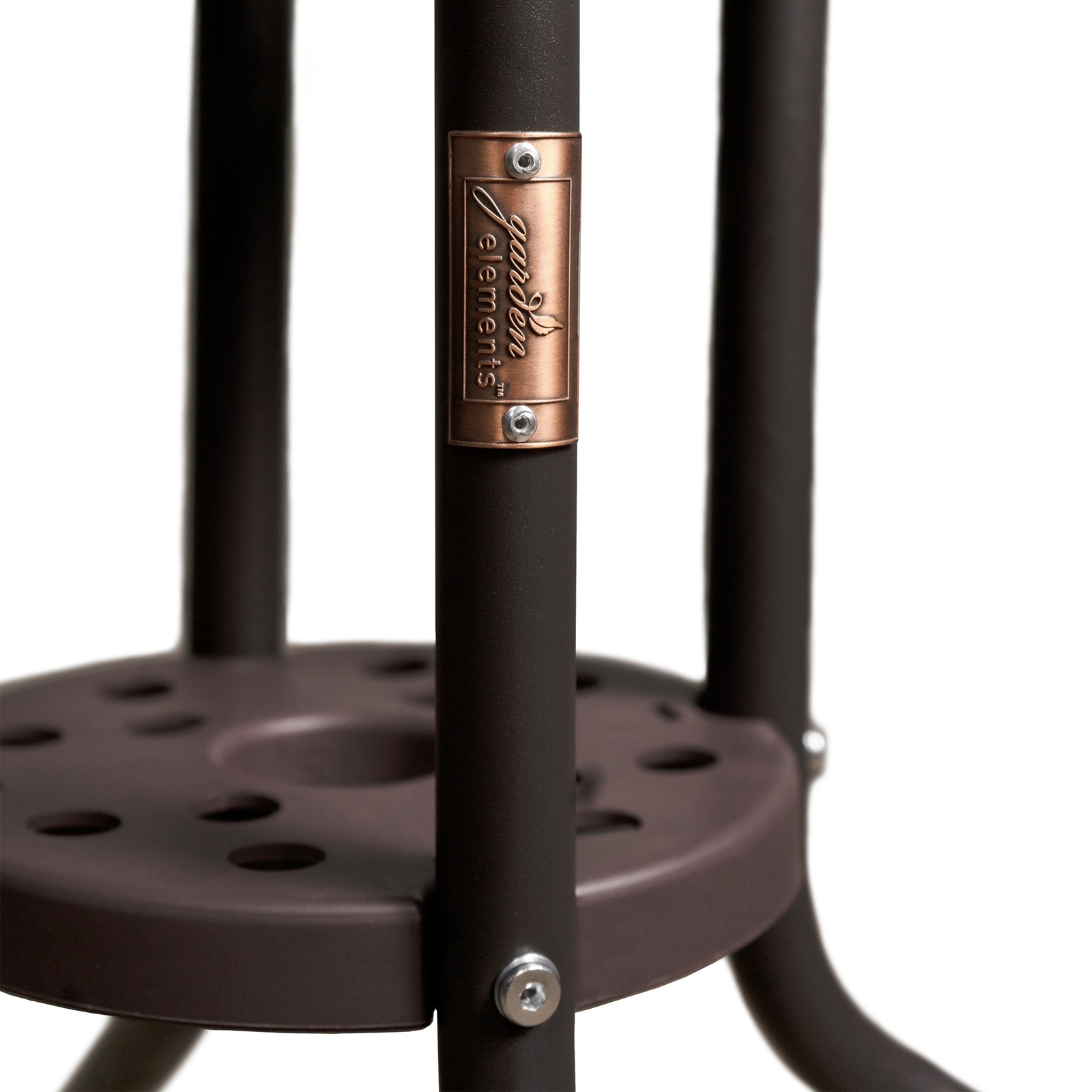 Garden Elements Glass Patio Dining Furniture Round Steel Table, Brown, 31.5"