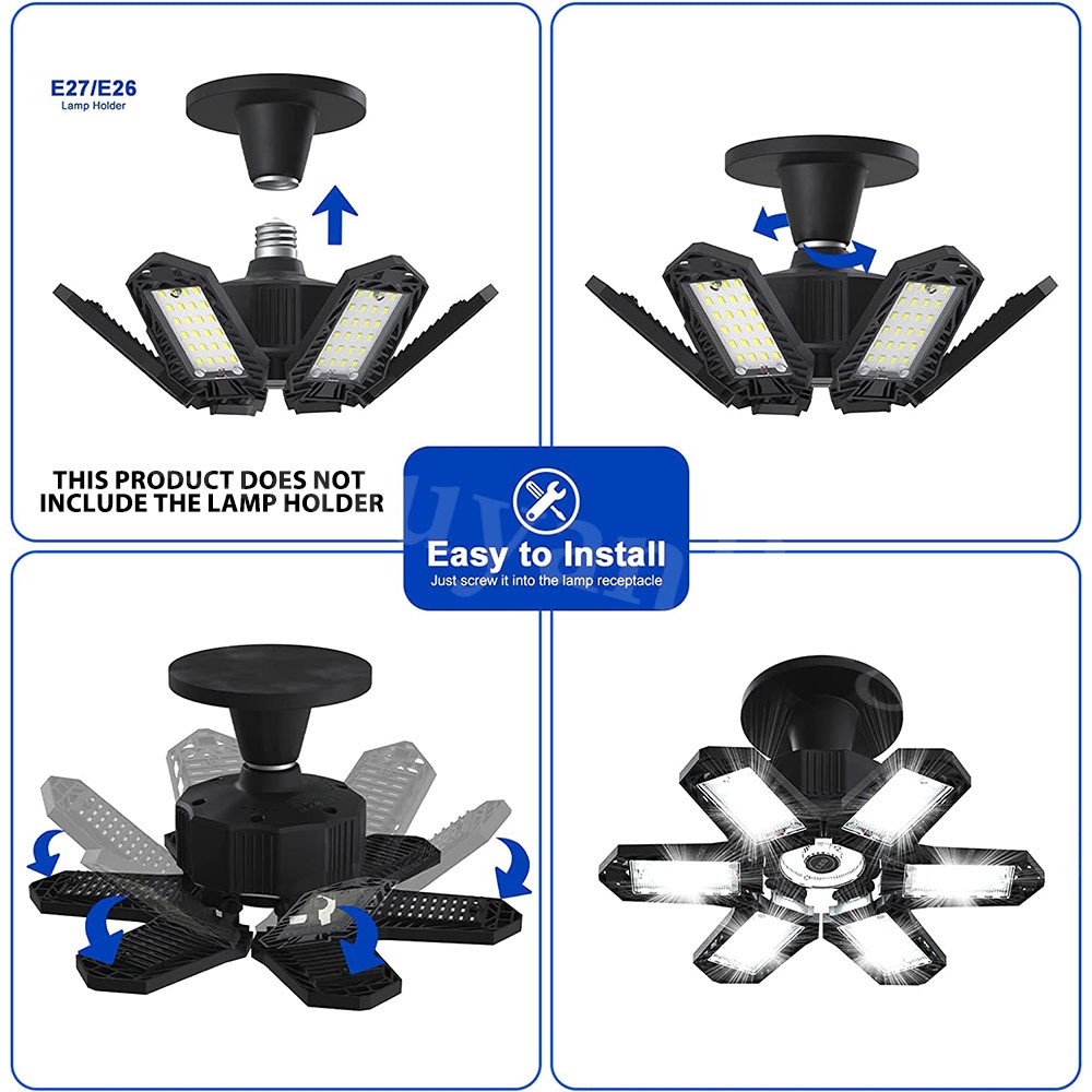 12000000LM LED Garage Light Super Bright Work Shop Ceiling Light Deformable HJ