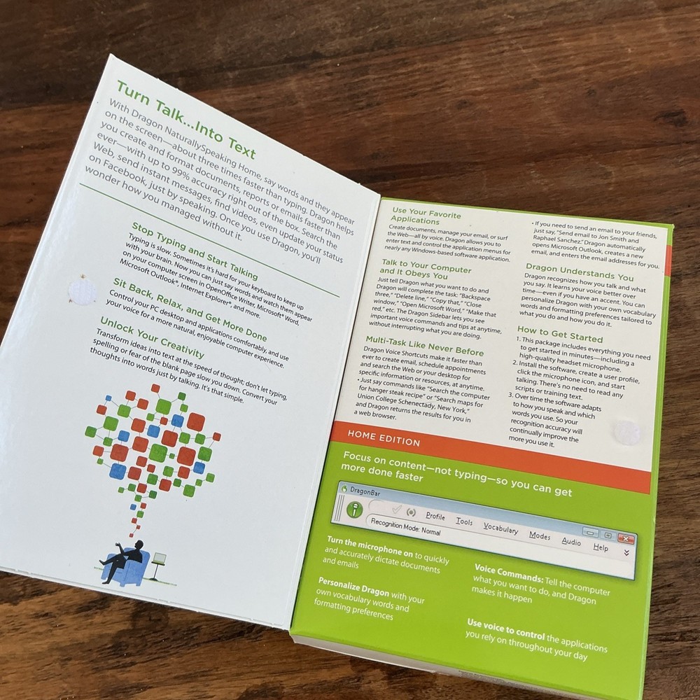 Dragon Naturally Speaking Home Version 11 Speech Recognition Software w/Head Set