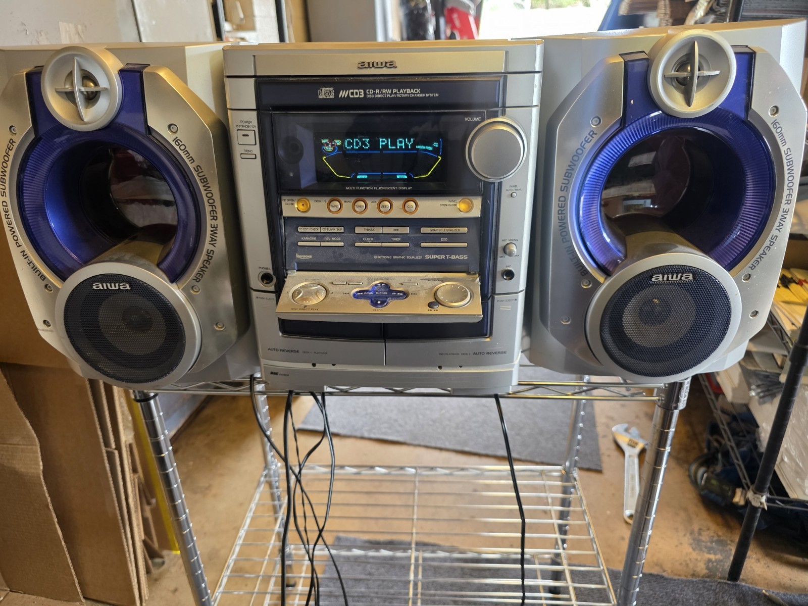 AIWA CX-NSZ705HT Compact Stereo System w/ Dual Powered Subwoofers – AM/FM Works